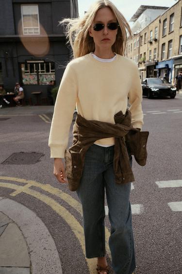 BASIC COTTON SWEATSHIRT - Yellow by Zara - Image 0
