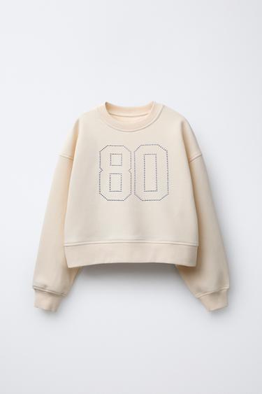 NUMBER STUD SWEATSHIRT - Ecru by Zara