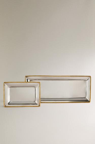 DECORATIVE CHRISTMAS TRAY WITH EDGE DETAIL - Silver by Zara