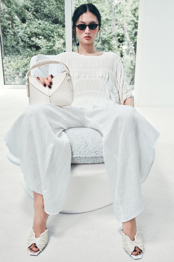 FAUX PEARL SLINGBACK HEEL SANDALS - White by Zara - Image 0