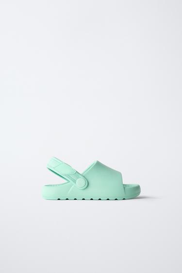 RUBBERISED SLIDERS - Green by Zara