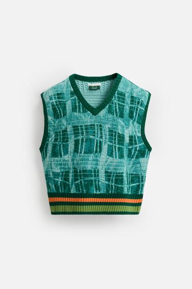 GRAPHIC PRINT KNIT WAISTCOAT © OTIS KWAME KYE QUAICOE - Emerald by Zara