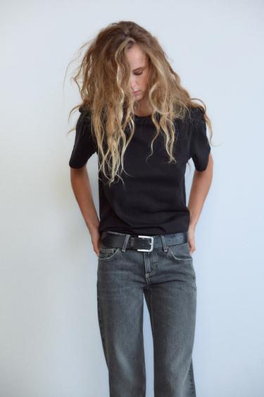 TRF WIDE-LEG LOW-RISE JEANS - Anthracite grey by Zara