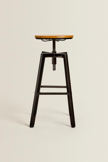 WOOD AND METAL SWIVEL BAR STOOL - Black by Zara - Image 0