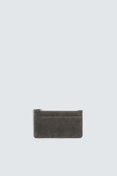 LEATHER CARD HOLDER - Grey by Zara