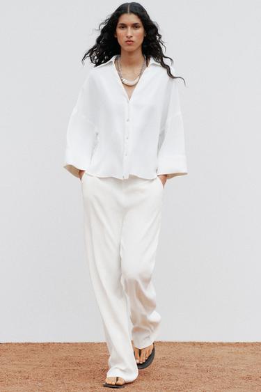WIDE-SLEEVED POPLIN SHIRT - White by Zara - Image 0