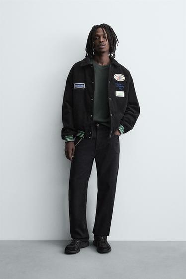 CORDUROY JACKET WITH EMBROIDERED PATCHES - Black by Zara