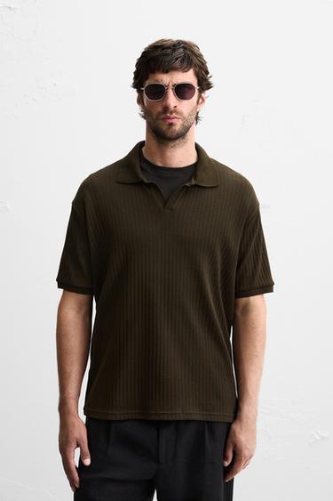 RIB POLO SHIRT - Chocolate by Zara