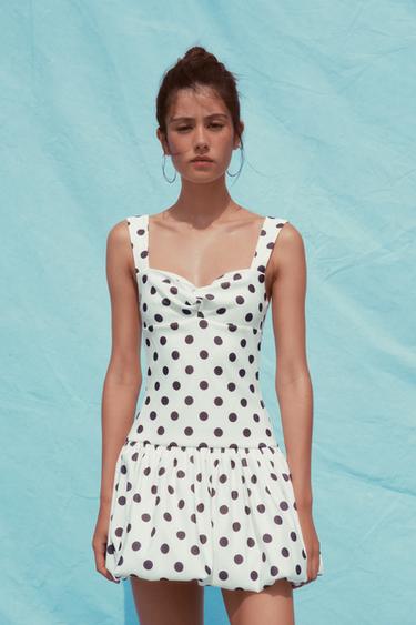 POLKA DOT BALLOON DRESS - White by Zara
