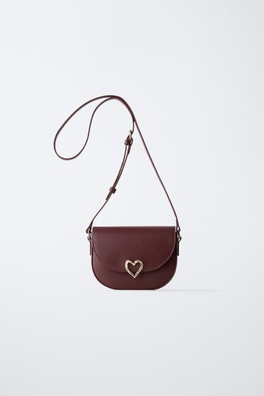 HEART CROSSBODY BAG - Burgundy Red by Zara