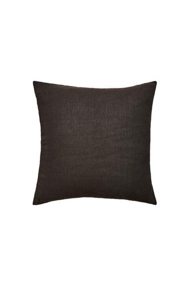 GATHERED QUILT CUSHION COVER - Dark brown by Zara