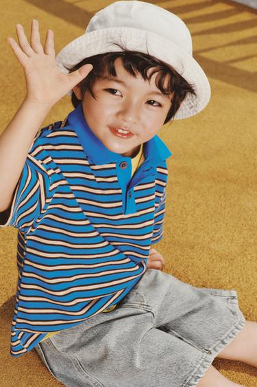 STRIPED TOWELLING POLO SHIRT - Bluish by Zara