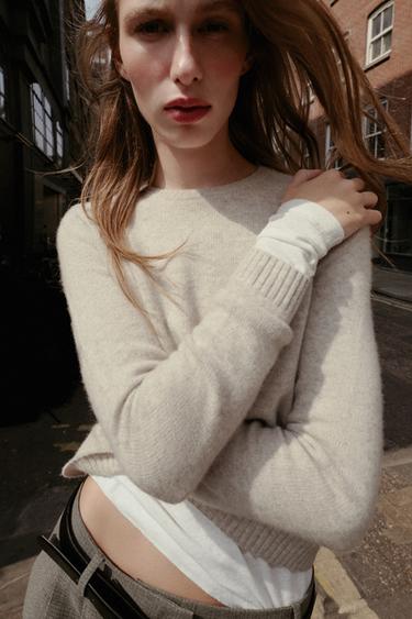 100% WOOL LONG SLEEVE JUMPER - Sand / Marl by Zara
