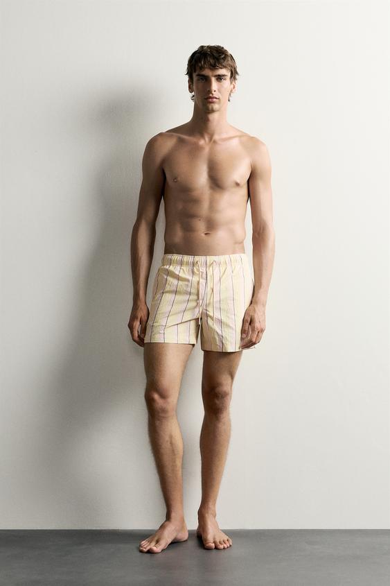 STRIPED MID-LENGTH SWIMMING TRUNKS - Multicoloured by Zara - Image 0