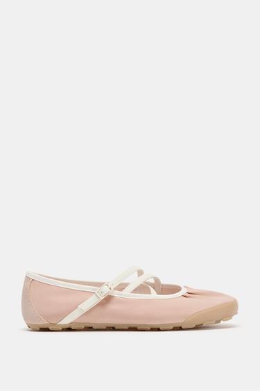 SATIN SPORTS BALLET FLATS - Pink by Zara