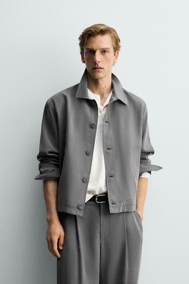 FLUID BOXY FIT OVERSHIRT - Taupe grey by Zara