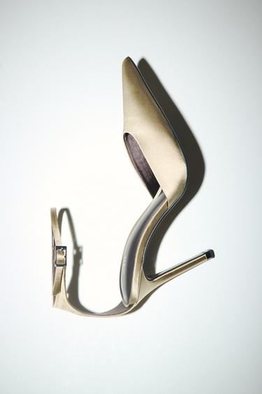 SATIN HIGH-HEEL SHOES WITH STRAP - Greenish by Zara