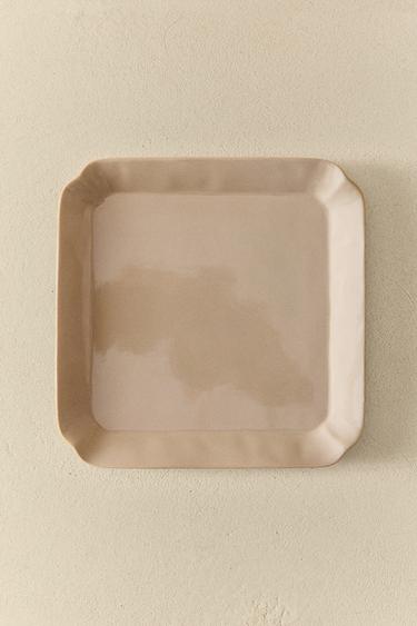 SQUARE STONEWARE TRAY - Grey / Beige by Zara