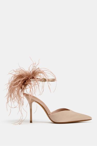 FEATHER HIGH HEELS - Beige by Zara