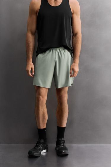 LIGHTWEIGHT PERFORATED SHORTS - Light blue by Zara