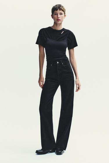 TRF HIGH-WAIST WIDE-LEG JEANS - Black by Zara - Image 0