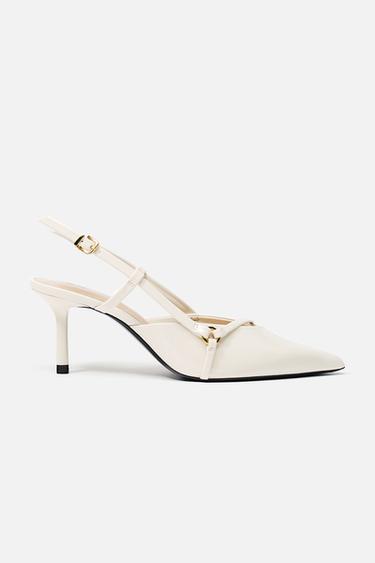 STRAPPY HIGH-HEEL SHOES WITH BUCKLES - white by Zara