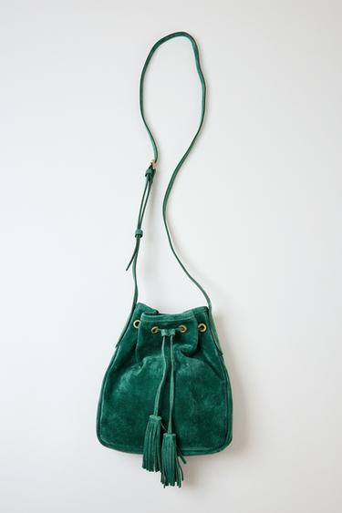 MINI GATHERED LEATHER CROSSBODY BAG - Green by Zara