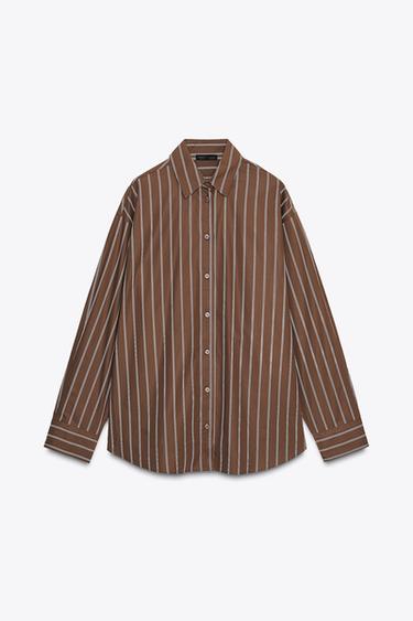 OVERSIZE FLOWING SHIRT - Dark brown by Zara