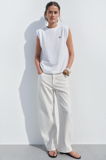 TOP WITH SHOULDER PADS - White by Zara - Image 0