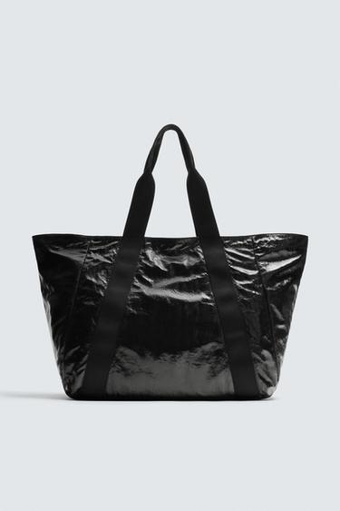 SHINY TOTE BAG - Black by Zara