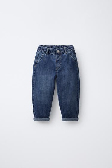 COMFORT BAGGY DENIM TROUSERS - Mid-blue by Zara