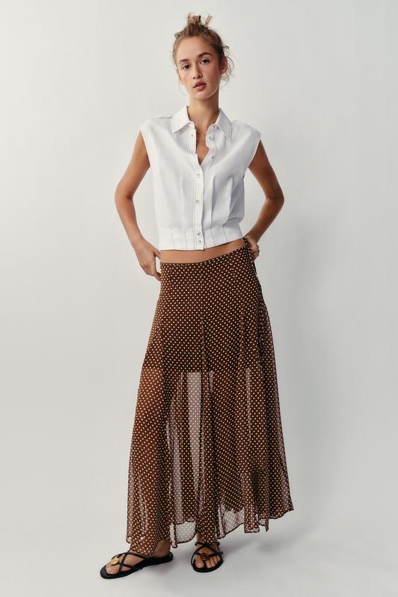 LINEN BLEND TOP WITH TOPSTITCHING - White by Zara - Image 0