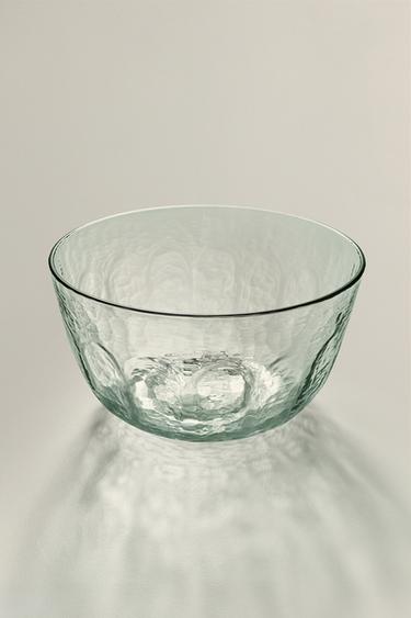 HAMMERED GLASS SALAD BOWL - Transparent by Zara