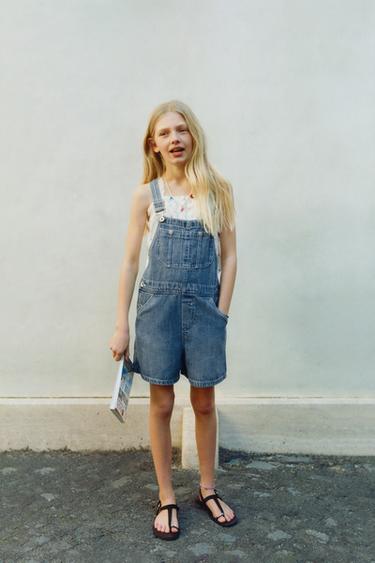 DENIM SHORT DUNGAREES - Blue by Zara