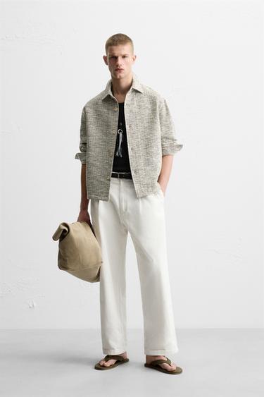CONTRAST TEXTURED OVERSHIRT - Black / White by Zara - Image 0