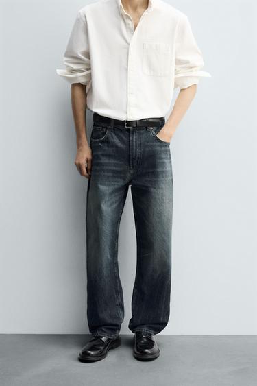 RELAXED STRAIGHT FIT JEANS - Blue by Zara