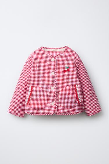 QUILTED GINGHAM JACKET - Red / White by Zara