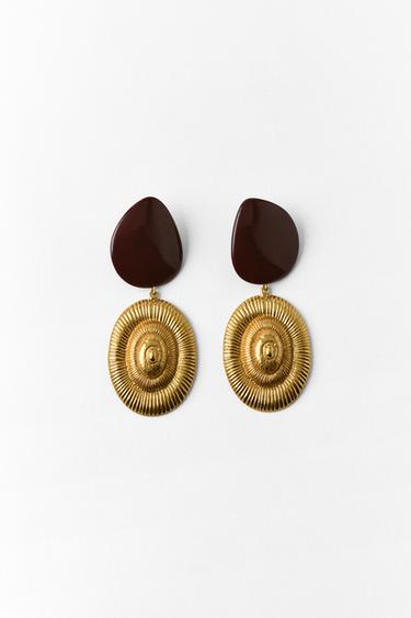 STONE AND SHELL EARRINGS - Golden by Zara