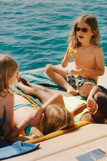 AGES 6-14 / LEAF PRINT SWIM SHORTS - Blue by Zara