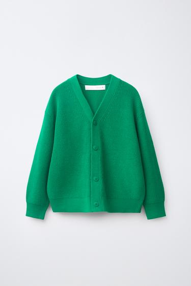 PURL KNIT CARDIGAN - Green by Zara
