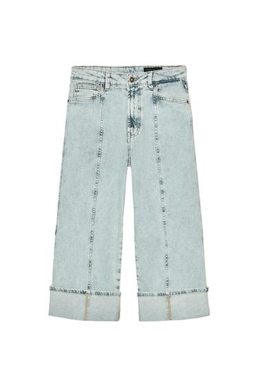 ZW COLLECTION MID-WAIST CAPRIS JEANS - Light blue by Zara