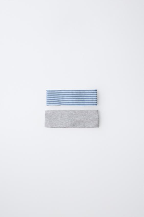 2-PACK OF STRIPED ELASTICATED HEADBANDS - Grey / Blue by Zara - Image 0