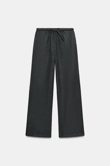 PALAZZO TROUSERS WITH TIE - Grey marl by Zara