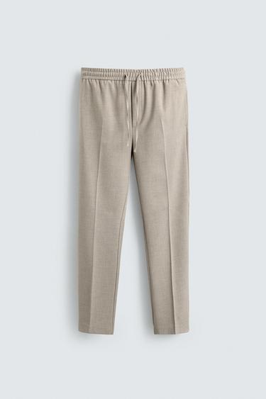 COMFORT FIT JOGGER WAIST TROUSERS - Beige marl by Zara