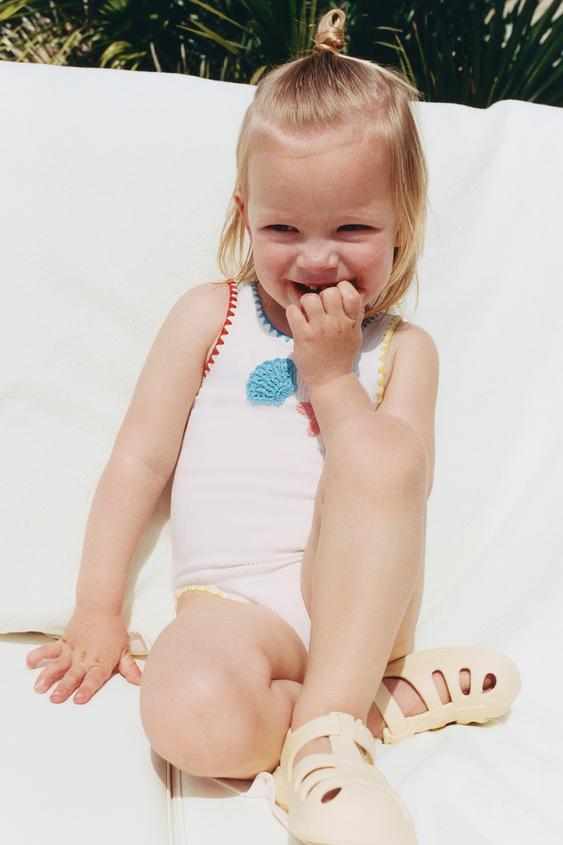 2-6 YEARS / RIBBED CROCHET SWIMSUIT - White by Zara - Image 0
