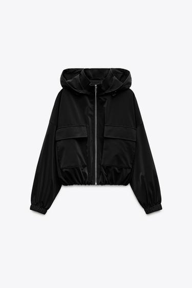 RUBBERISED HOODED JACKET - Black by Zara - Image 0
