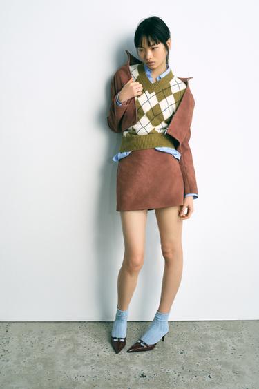 DIAMOND JACQUARD WAISTCOAT - Green by Zara