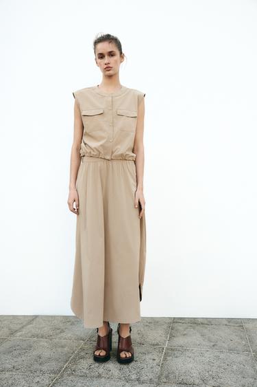 SHORT WAISTCOAT WITH ELASTICATED HEM - Mid-camel by Zara - Image 0
