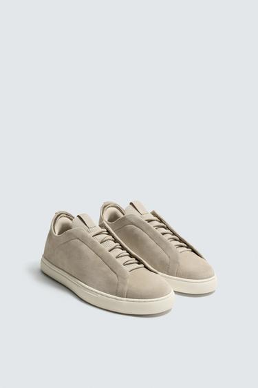 LEATHER TRAINERS - Sand Brown by Zara