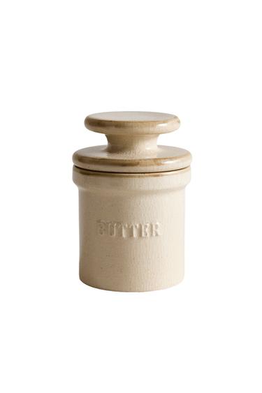 STONEWARE CYLINDRICAL BUTTER DISH - Grey by Zara